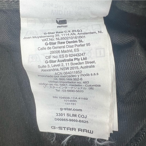 G-Star Raw Black 3301 Button Fly Slim Jeans Size 28 x 32 Men's - Picture 6 of 7